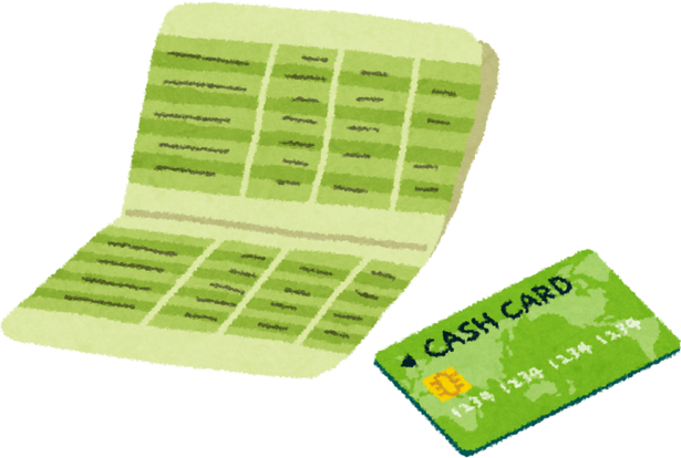 Illustration of a Japanese Bank Book and Cash Card